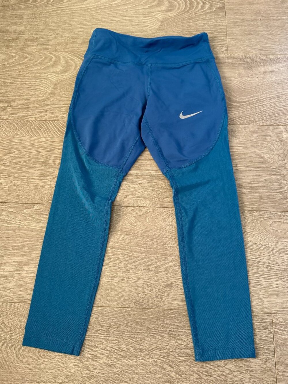 Nike Dri FIT Blue Mesh Running Leggings Womens XS Reflective